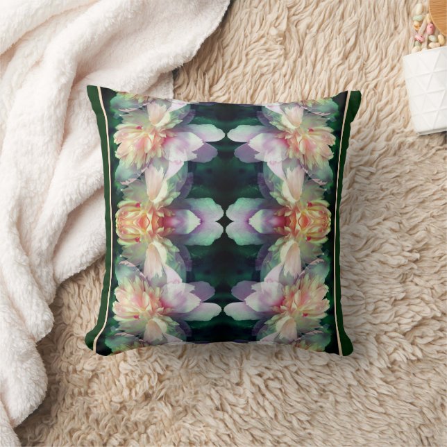 Pink Peony Flowers Multiplied Abstract Throw Pillow (Blanket)