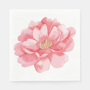 Pink Peony Flowers Peonies Floral Wedding Party Napkin