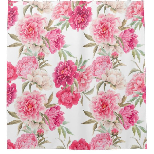 Pink peony flowers seamless pattern (Front)