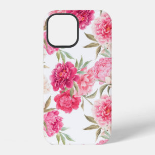 Pink peony flowers seamless pattern iPhone 12 case