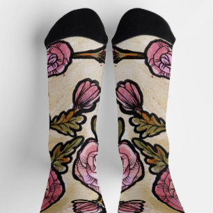 Pink Peony Flowers                                 Socks