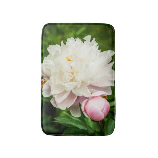 Pink Peony Garden Flowers Bath Mat