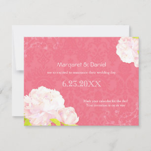 Pink Peony Garden Wedding Save the Date Invitation