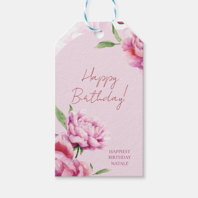 Pink Peony  Gift Tags (Front)
