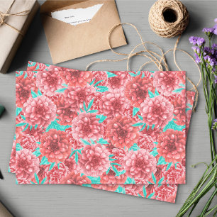 Pink Peony Hand Drawn Floral Pattern Tissue Paper