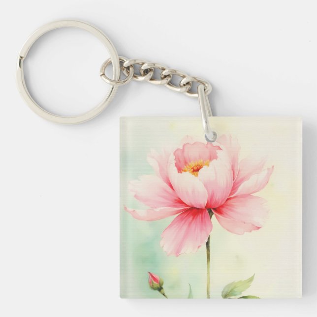 Pink Peony Keychain (Front)