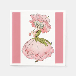 Pink Peony Lady Paper Napkin
