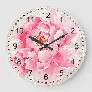 Pink Peony Large Clock