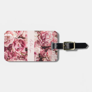 Pink Peony Luggage Tag