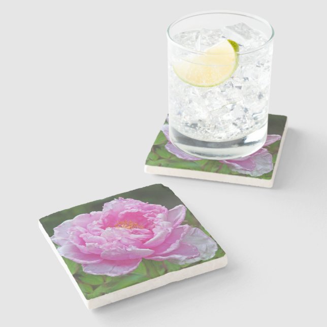 "PINK PEONY" MARBLE COASTER (Side)