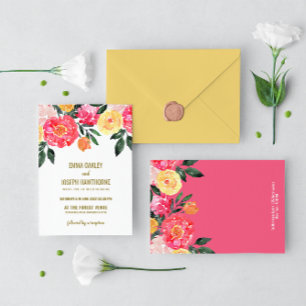 Pink Peony modern Pink Floral custom Wedding Invitation