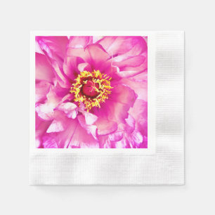 Pink Peony Napkins, Coined Cocktail Napkin