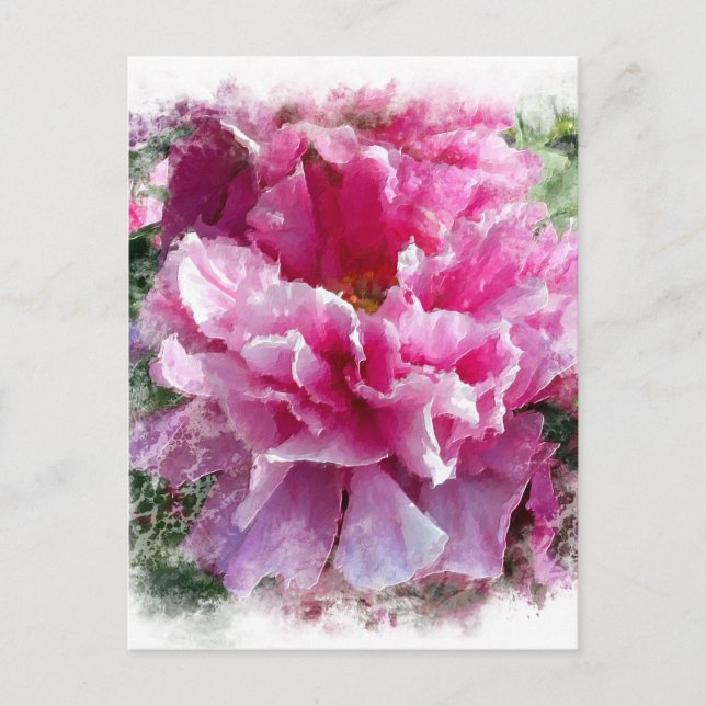 *~* Pink Peony Painting Artistic Impressionism AR1 Postcard (Front)
