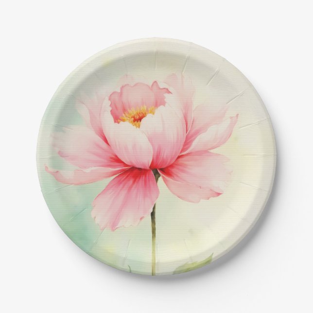 Pink Peony Paper Plate (Front)