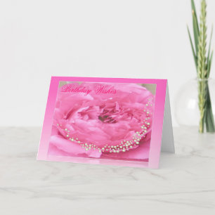Pink Peony & Pearls Birthday Card