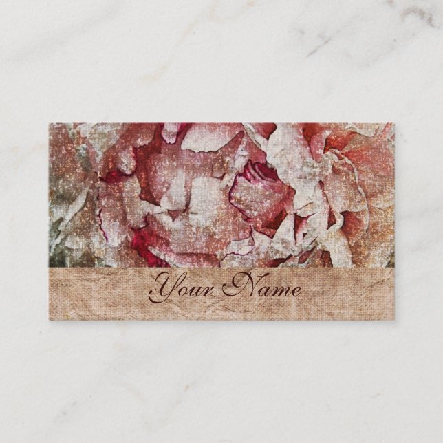 pink peony petals business card template (Front)