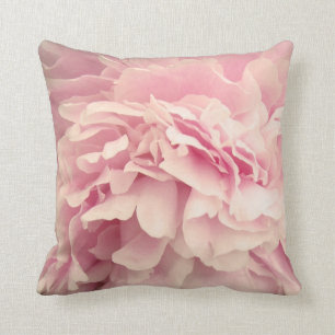 Pink Peony Petals Throw Pillow