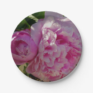 Pink Peony photo cottage farmhouse floral garden Paper Plate