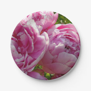 Pink Peony photo cottage farmhouse floral garden Paper Plate