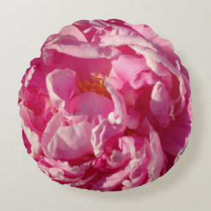 Pink Peony photo cottage farmhouse floral garden Round Pillow