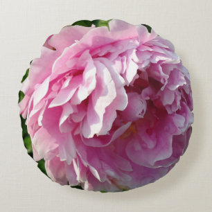 Pink Peony photo cottage farmhouse floral garden Round Pillow