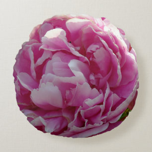Pink Peony photo cottage farmhouse floral garden Round Pillow