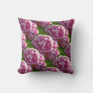 Pink Peony photo cottage farmhouse floral garden Throw Pillow