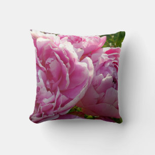 Pink Peony photo cottage farmhouse floral garden Throw Pillow