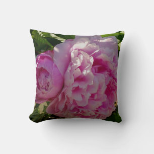 Pink Peony photo cottage farmhouse floral garden Throw Pillow