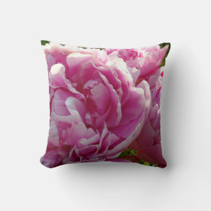 Pink Peony photo cottage farmhouse floral garden Throw Pillow