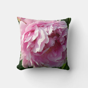 Pink Peony photo cottage farmhouse floral garden Throw Pillow