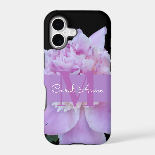 Pink Peony Purple Monogram Black