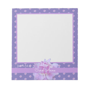 Pink Peony Purple Monogram Floral Notepad