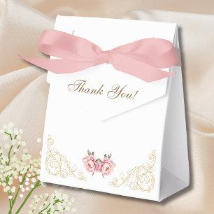 Pink Peony Rococo Vintage Flowers Baby Shower Favor Box