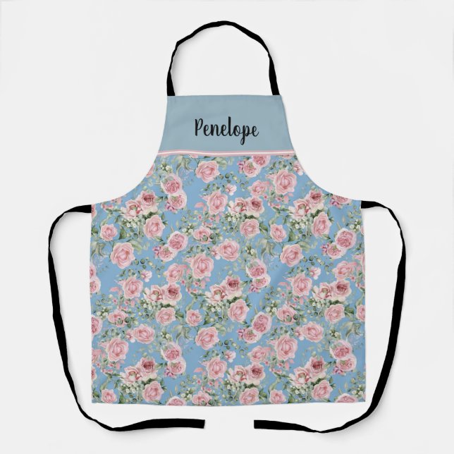 Pink Peony Rose Apron (Front)
