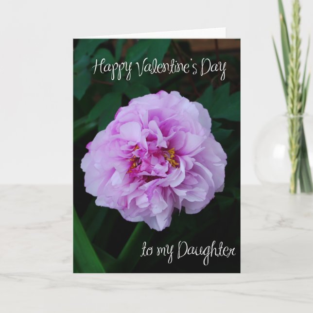 pink peony rose valentine to my daughter holiday card (Front)