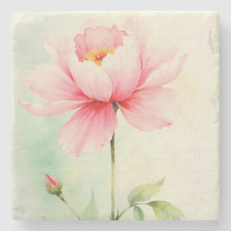Pink Peony Stone Coaster