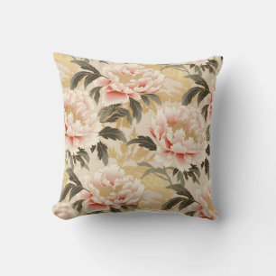 Pink Peony Throw Pillow