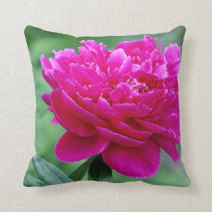 Pink peony throw pillow