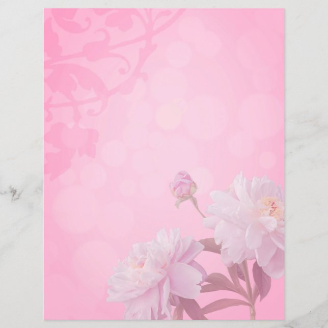 Pink peony unlined journal scrapbook page (Front)