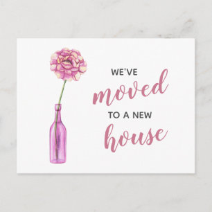 Pink Peony Vase We Have Moved New Address Moving Postcard
