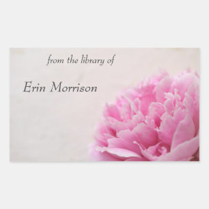 Pink peony view bookplate sticker
