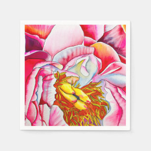 Pink Peony watercolor fine art Napkin