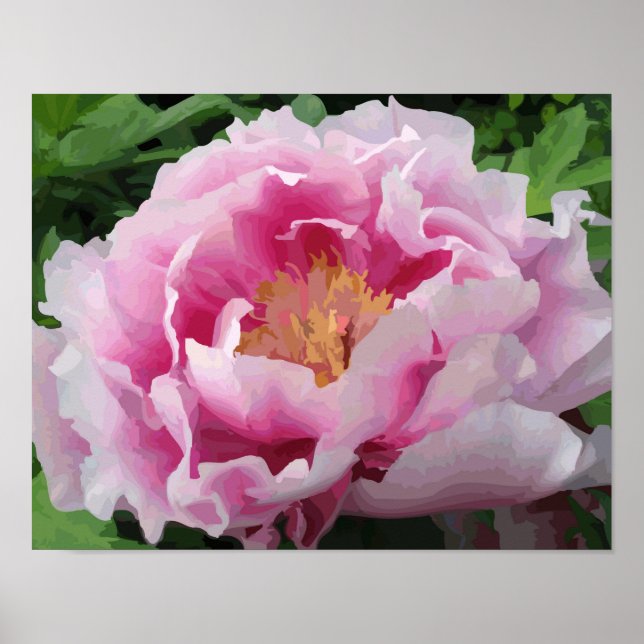 Pink Peony Watercolor Fine Floral Poster (Front)