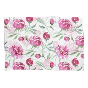Pink Peony: Watercolor Flower Pattern Pillowcase