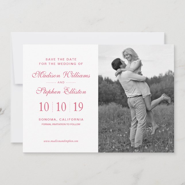 Pink Peony Watercolor Flowers - Save the Date (Front)