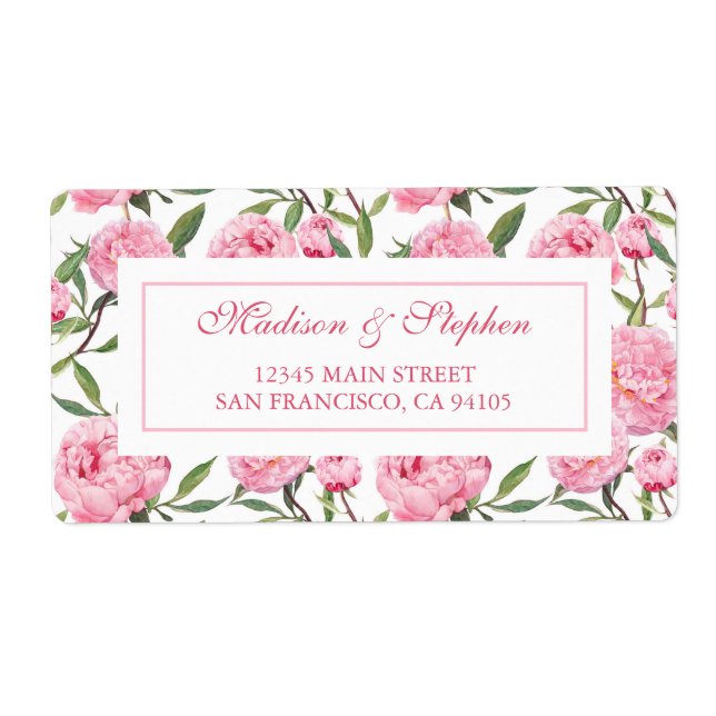 Pink Peony Watercolor Flowers -  Wedding (Front)