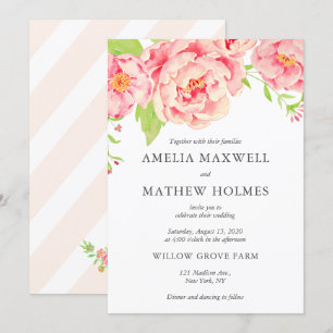 Pink Peony Wedding Invitation