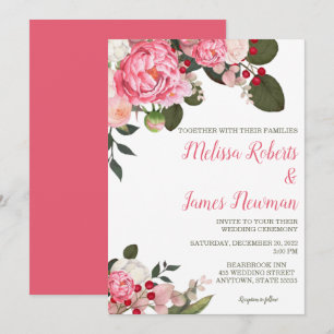 Pink Peony Wedding Invitation