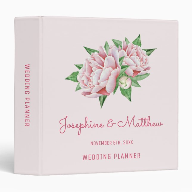 Pink Peony Wedding Planner Binder (Front/Spine)
